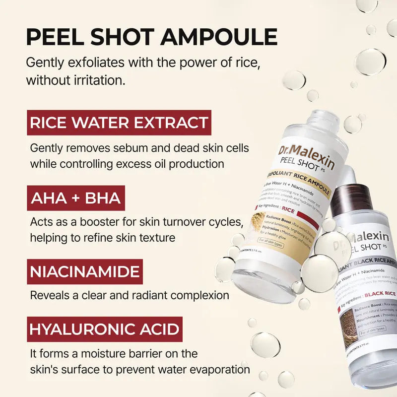 ๐Dr.Malexin Peel Shot Glow Rice Ampoule Duo