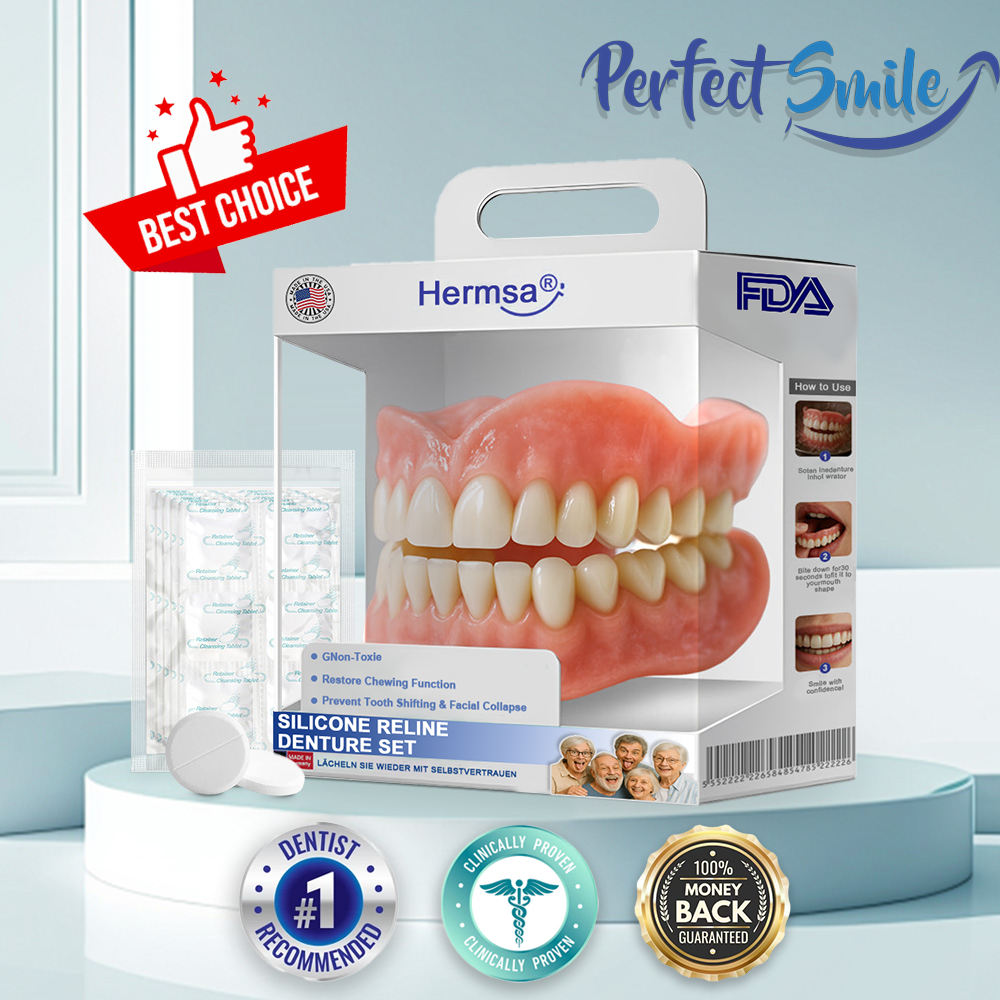 Hermsa® Advanced Customized Full Denture Set（✅Clinically backed comfort-fit dentures —  Trusted by 8,000+ US users for all-day comfort.）
