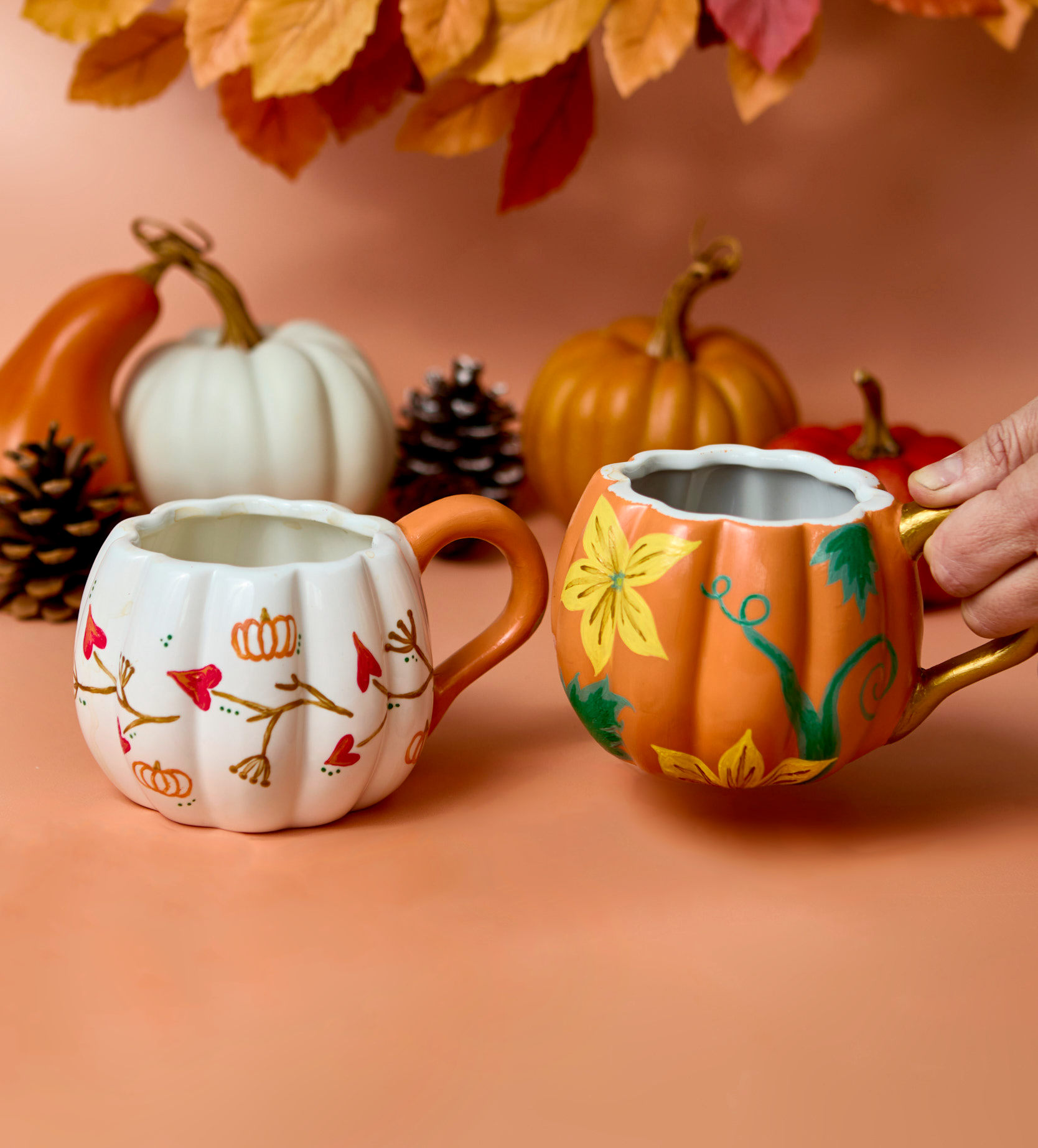 🎃 Halloween DIY Pumpkin Mug Pair – Buy More, Save More!
