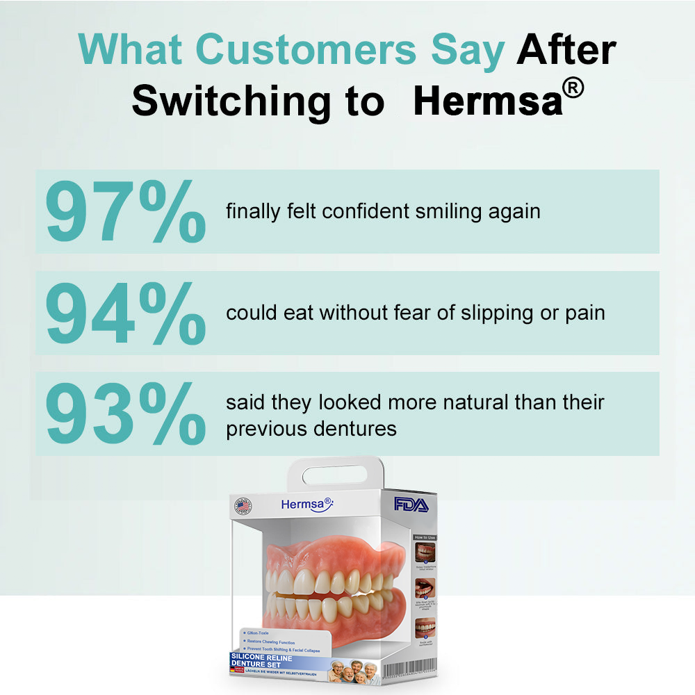 Hermsa® Advanced Customized Full Denture Set（✅Clinically backed comfort-fit dentures —  Trusted by 8,000+ US users for all-day comfort.）
